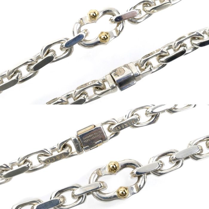 TIFFANY-Co. ティファニー シルバー925 K 18 YG イエローゴールド メイカーズ ブレスレット 21.8 g 20 cm メンズ スキニー トレンチ