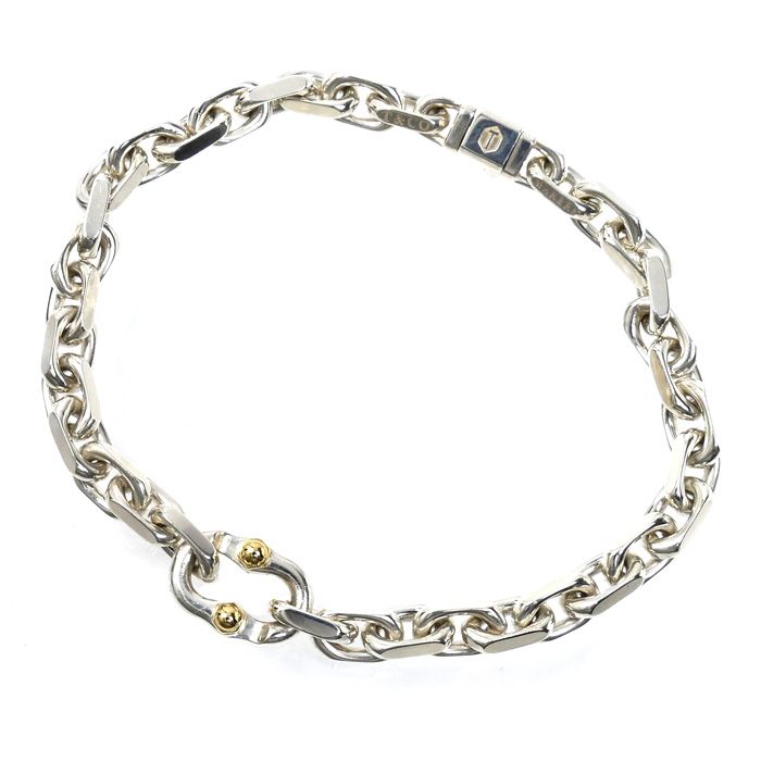 TIFFANY-Co. ティファニー シルバー925 K 18 YG イエローゴールド メイカーズ ブレスレット 21.8 g 20 cm メンズ
