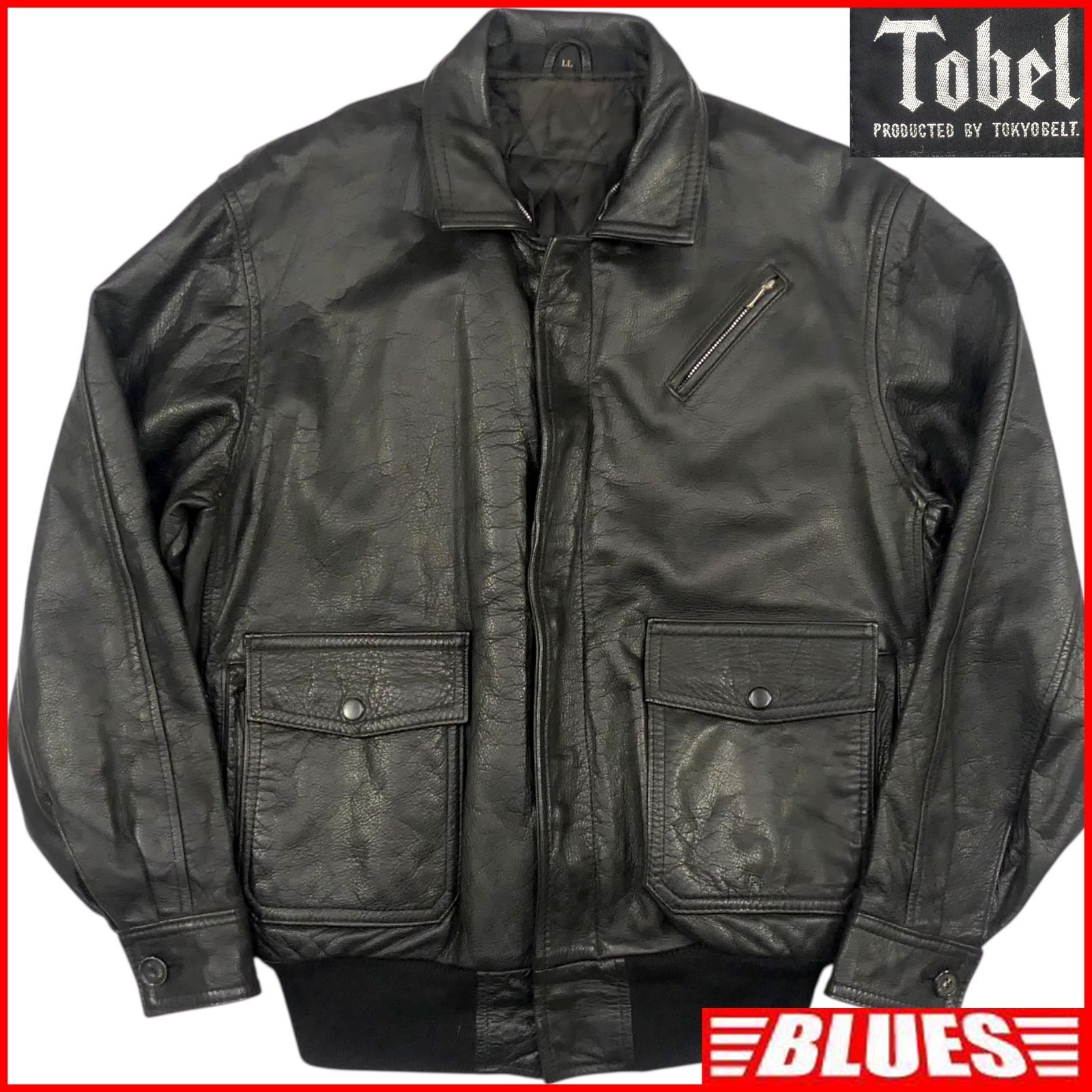 Tobel トーベル フライトジャケット XL レザー 黒 ブラック 本革 キルティング G-1 A-2 レザーフライトジャケット_サイズXL一覧←SEULB屋着古← TN 2039
