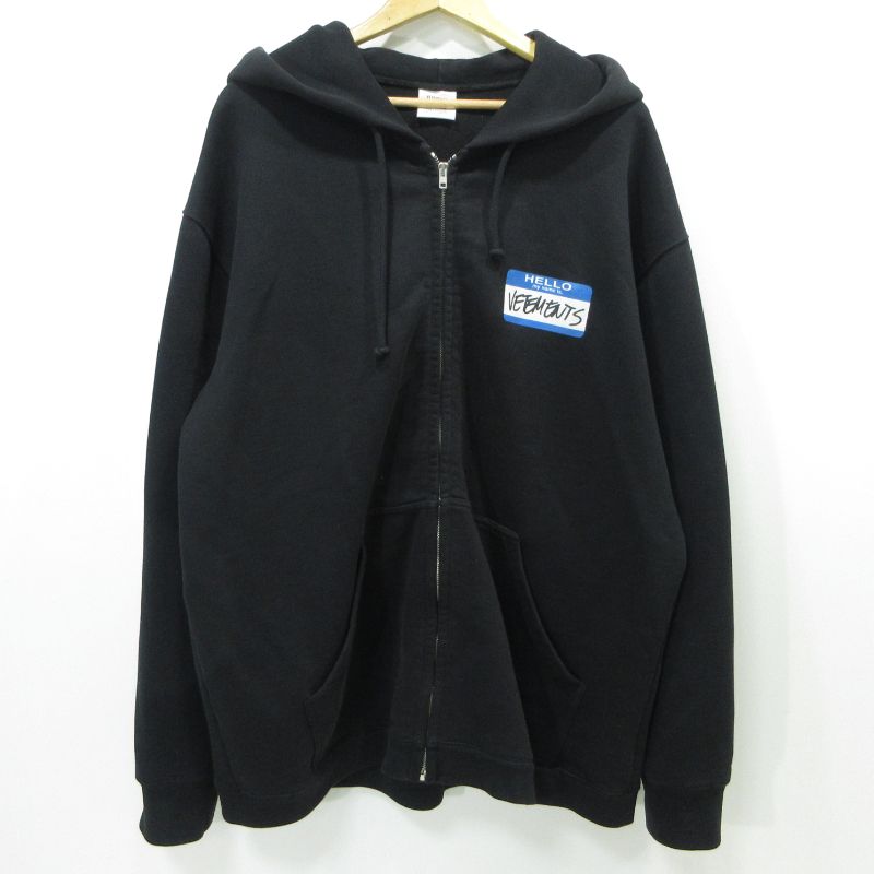 | ヴェトモンベトモン パーカー hello my name is vetements hoodie ブラック サイズ L 108