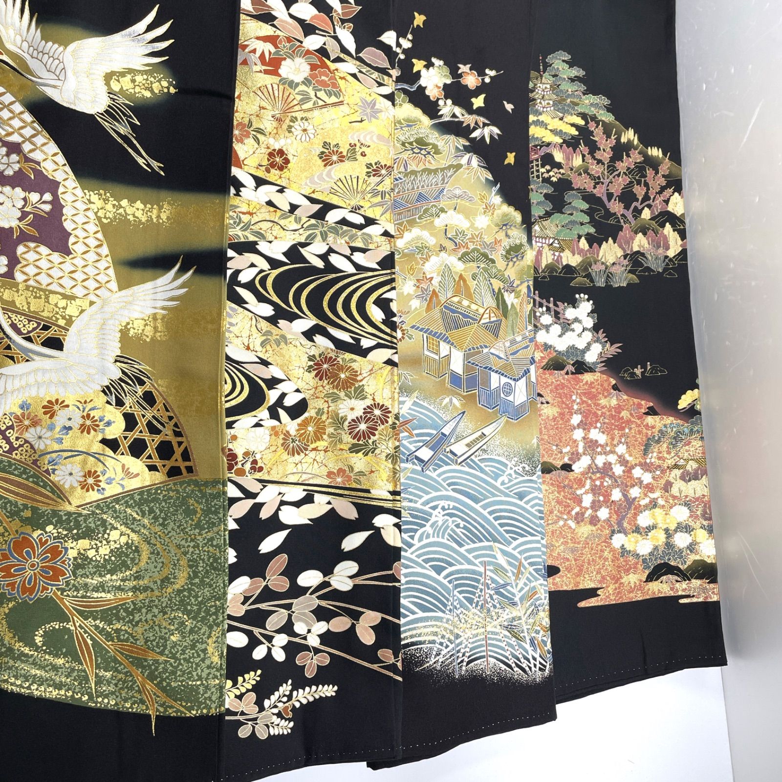 黒留袖 正絹 着物まとめ売り 同梱 リメイク用 着付け練習用 1053