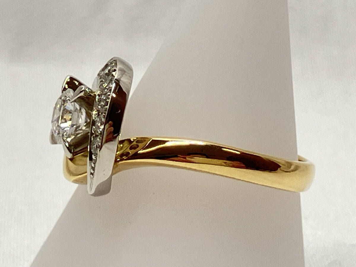 新品仕上済み】 【鑑別書付き】 Pt900／K18（総5.4g） 13号