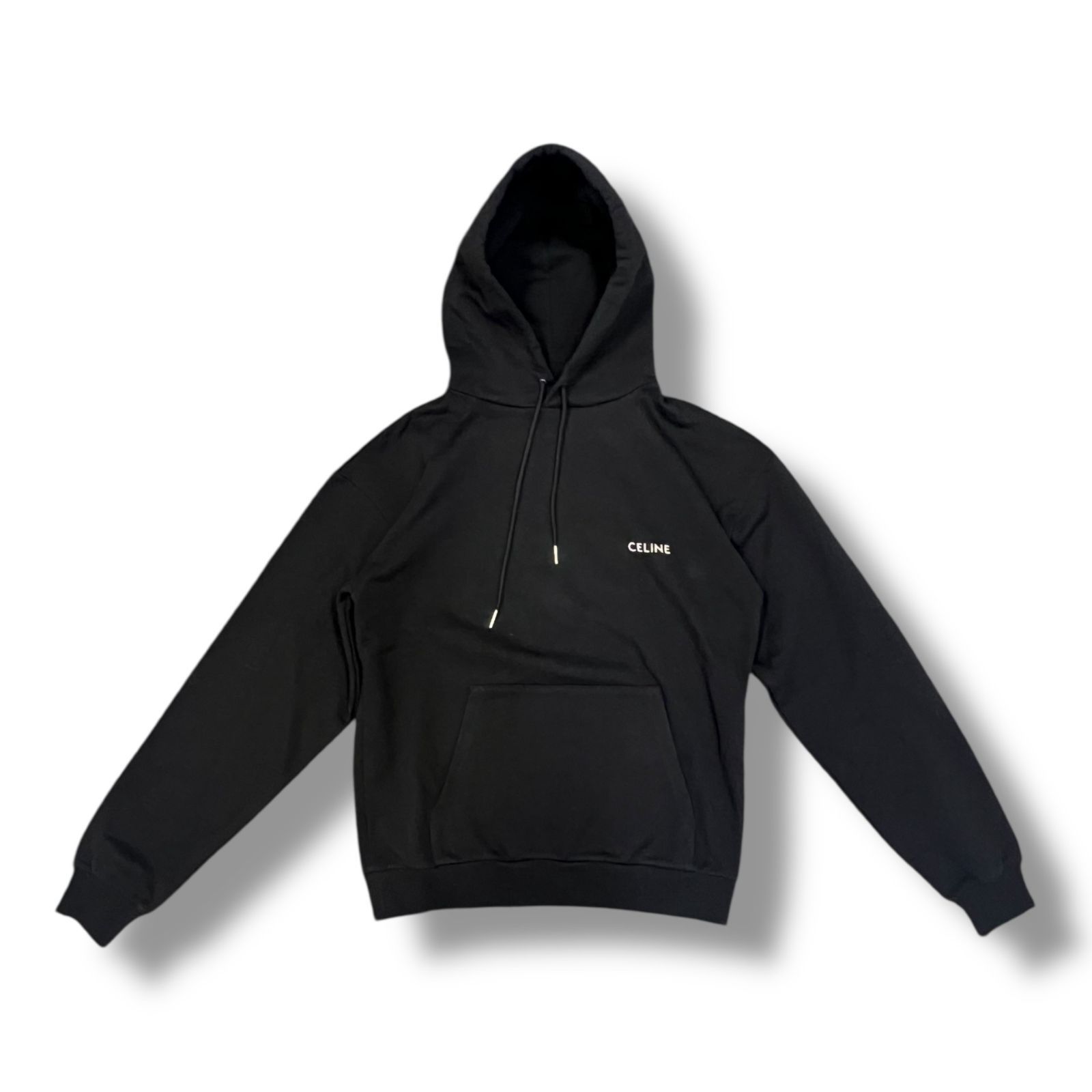 正規 ♥品 CELINE 23 SS Loose Hoodie ルーズコットンロゴフーディ スウェットパーカー セリーヌ 38 AW ブラック XS 825 A 1