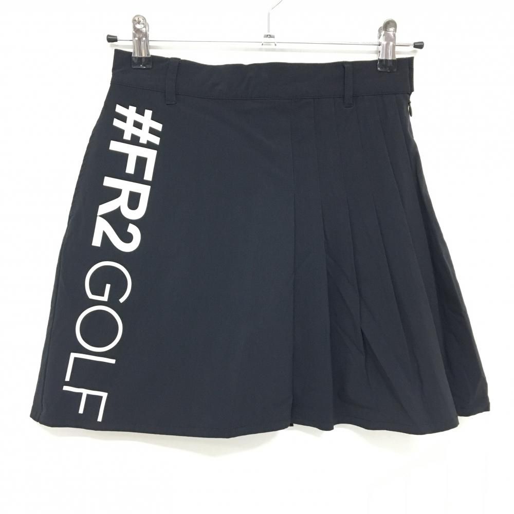 エフアールツー スカート 黒×白 サイドロゴ 内側インナーパンツ ストレッチ レディース L ゴルフウェア FR 2 GOLF