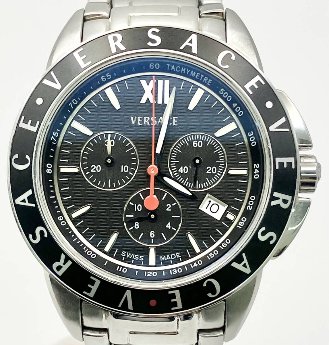 VERSACE 12 C K 470867 クォーツ 替えベゼル付属 12時間計不良