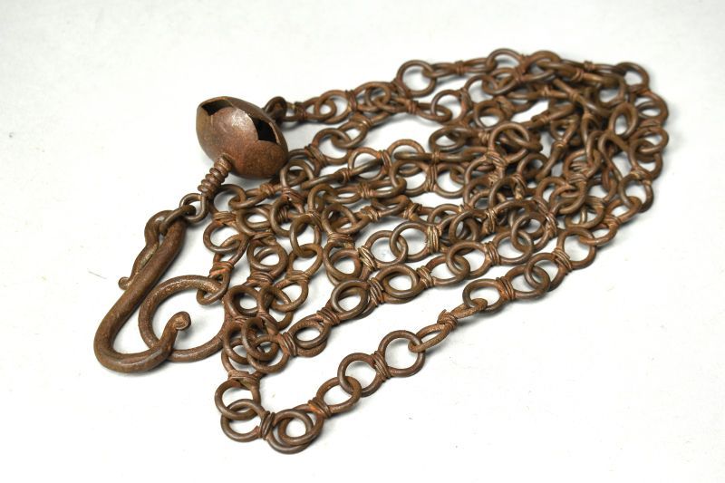 蔵A 5867 時代 鉄製 釜鎖 約240㎝ 茶道具