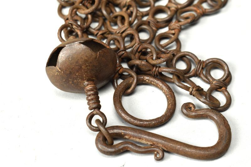 蔵A 5867 時代 鉄製 釜鎖 約240㎝ 茶道具