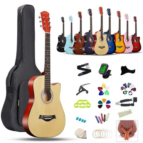 アコースティックギター 初心者18点セット 38インチ 入門練習 学生 子供 大人用 初級セット 入門用 アコギ 弦 チューナー ギタースタンド ソフトケース 簡易教則 日本語 付きpo
