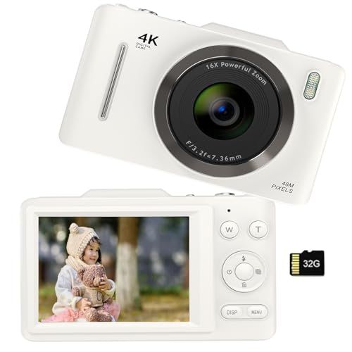 デジタルカメラ デジカメ 4 K動画撮影 6800万画素 コンパクトオートフォーカス 近接撮影 3.0インチ大画面 16倍ズーム 手振れ補正 セルフタイマー 連写 ミニカメラ 軽量 学生 修学旅行 撮影初心者向け 32 Gカード付属po