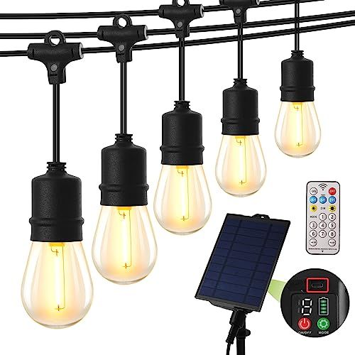 ソーラーストリングライト 22 m 防雨型 夜間自動点灯 4つの調光モード PC素材 電球色 2700ｋ 20 LED電球 結婚式 パーティー お祭り電飾 屋内屋外 庭ライトpo