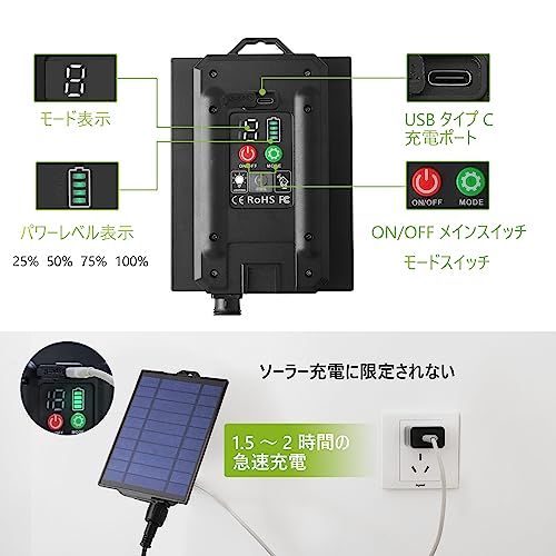 ソーラーストリングライト 22 m 防雨型 夜間自動点灯 4つの調光モード PC素材 電球色 2700ｋ 20 LED電球 結婚式 パーティー お祭り電飾 屋内屋外 庭ライトpo