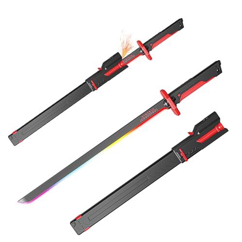 ライトセーバー サイバーパンク 刀 光る刀 剣 おもちゃ 火花 模造刀 充電式 武士刀 多彩なライトカラー 火花と煙 ディスプレイ小道具 赤?レッド po