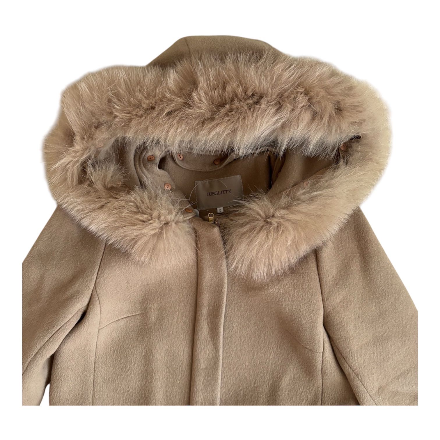 ZK39 JUSGLITTY ジャスグリッティー ファー付きフードロングコート