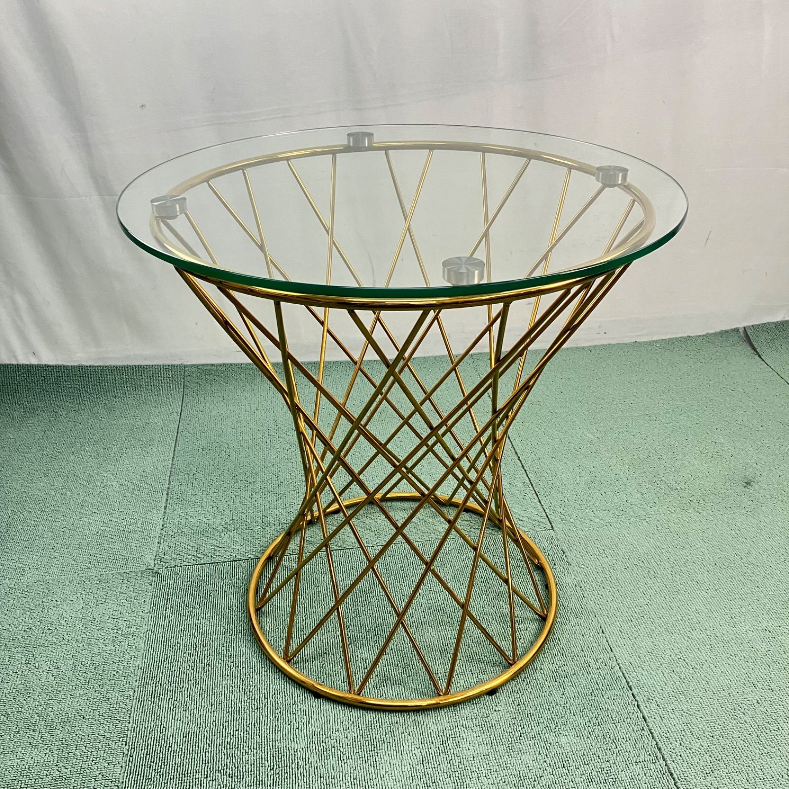 M げ交渉 Francfranc フランフラン マーリア サイドテーブル クリア×ゴールド コーヒーテーブル 直接引き取り 横浜市保土ヶ谷区