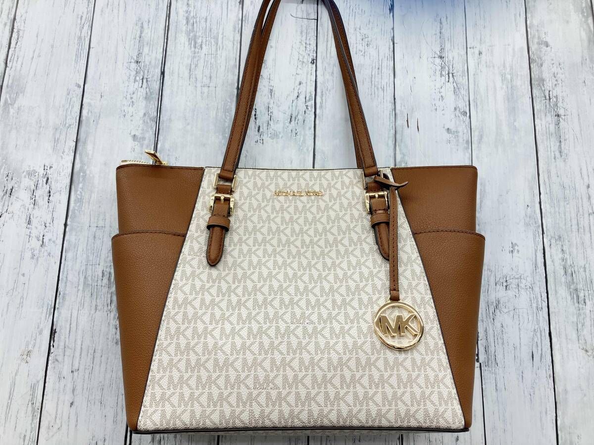 MICHAEL KORS マイケルコーチ モノグラム トートバッグ ホワイト ブラウン