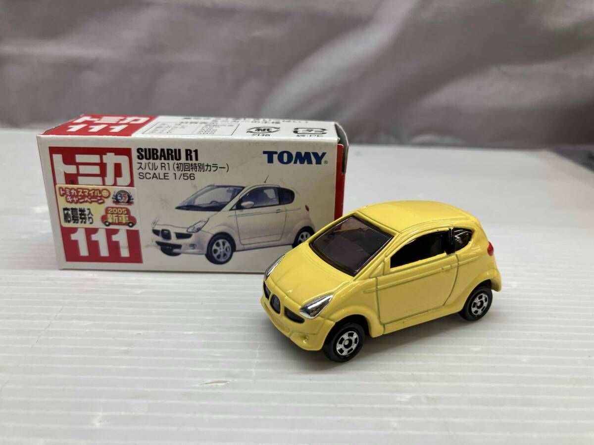 現状品 トミカ No.111 スバル R1(初回特別カラｰ) 赤箱 ロゴ青字 中国製