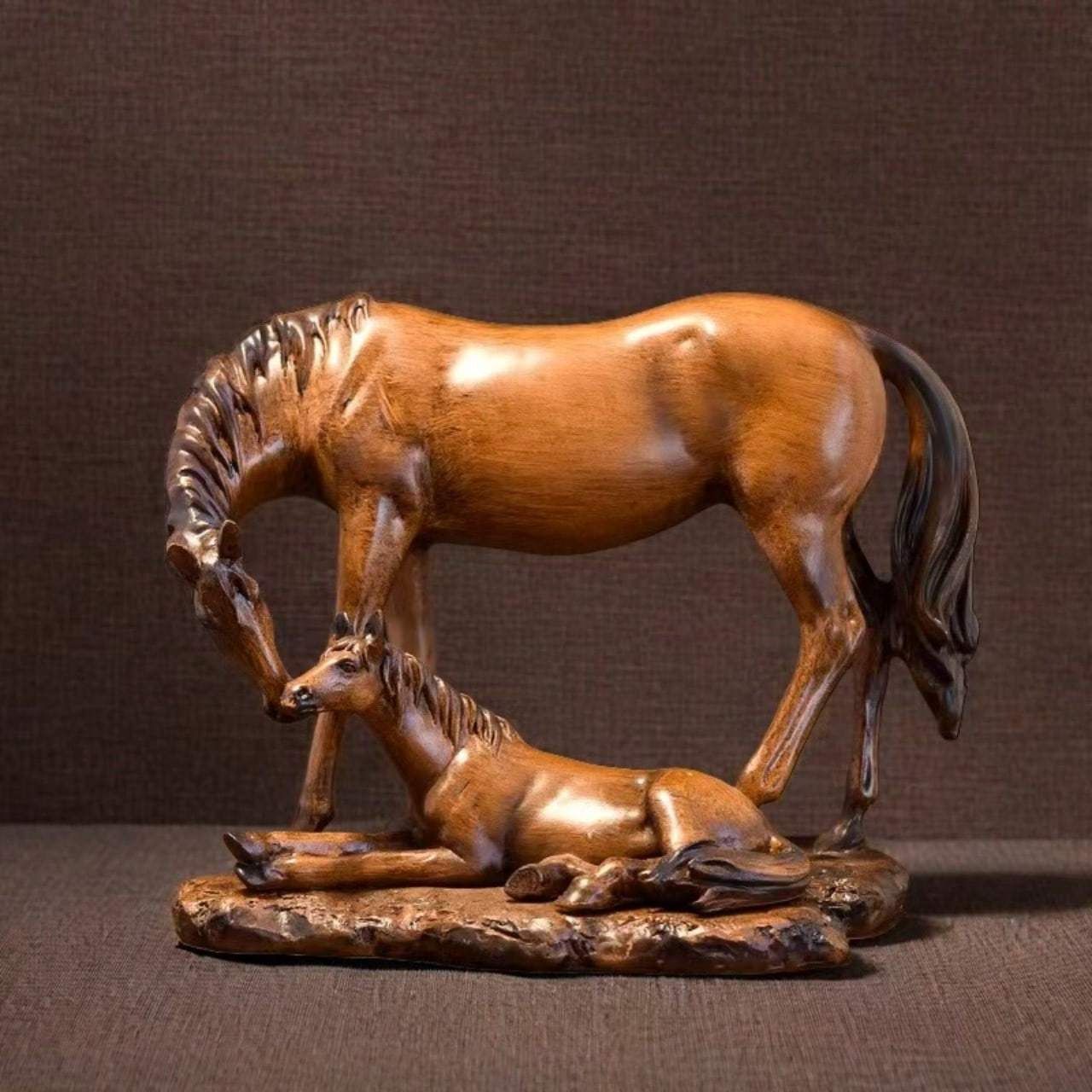 オブジェ 置物 馬の親子 うま ウマ 干支 正月飾り 感 インテリア リビング ダイニング 玄関 寝室 装飾 オーナメント 樹脂 プレゼント ギフト オシャレ リアル 癒しグッズ 棚装飾 ホームデコレーション