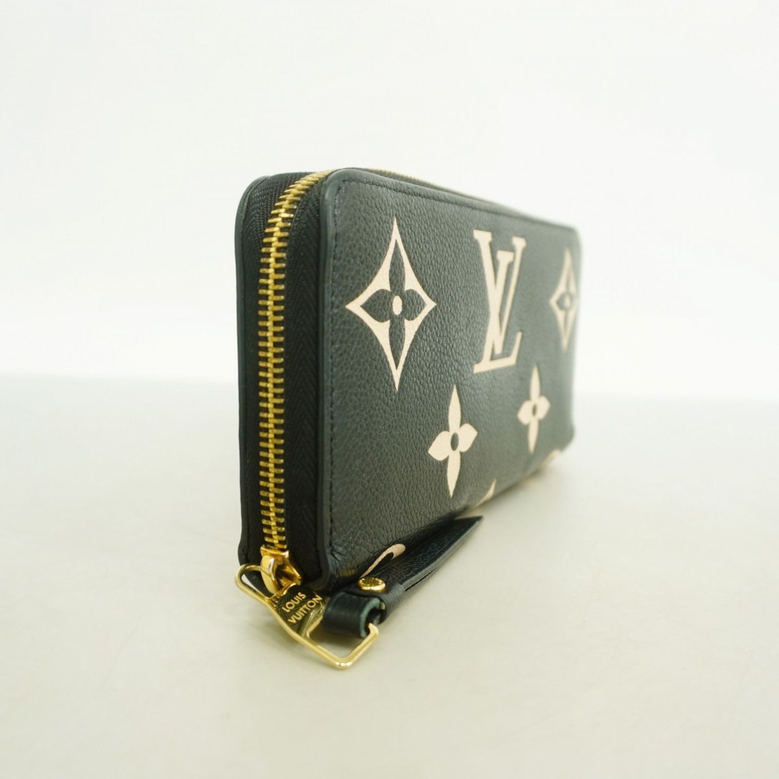 ルイ ヴィトン Louis Vuitton 長財布 モノグラム アンプラント バイカラー ジッピーウォレット M 80481 ブラック ベージュレディース