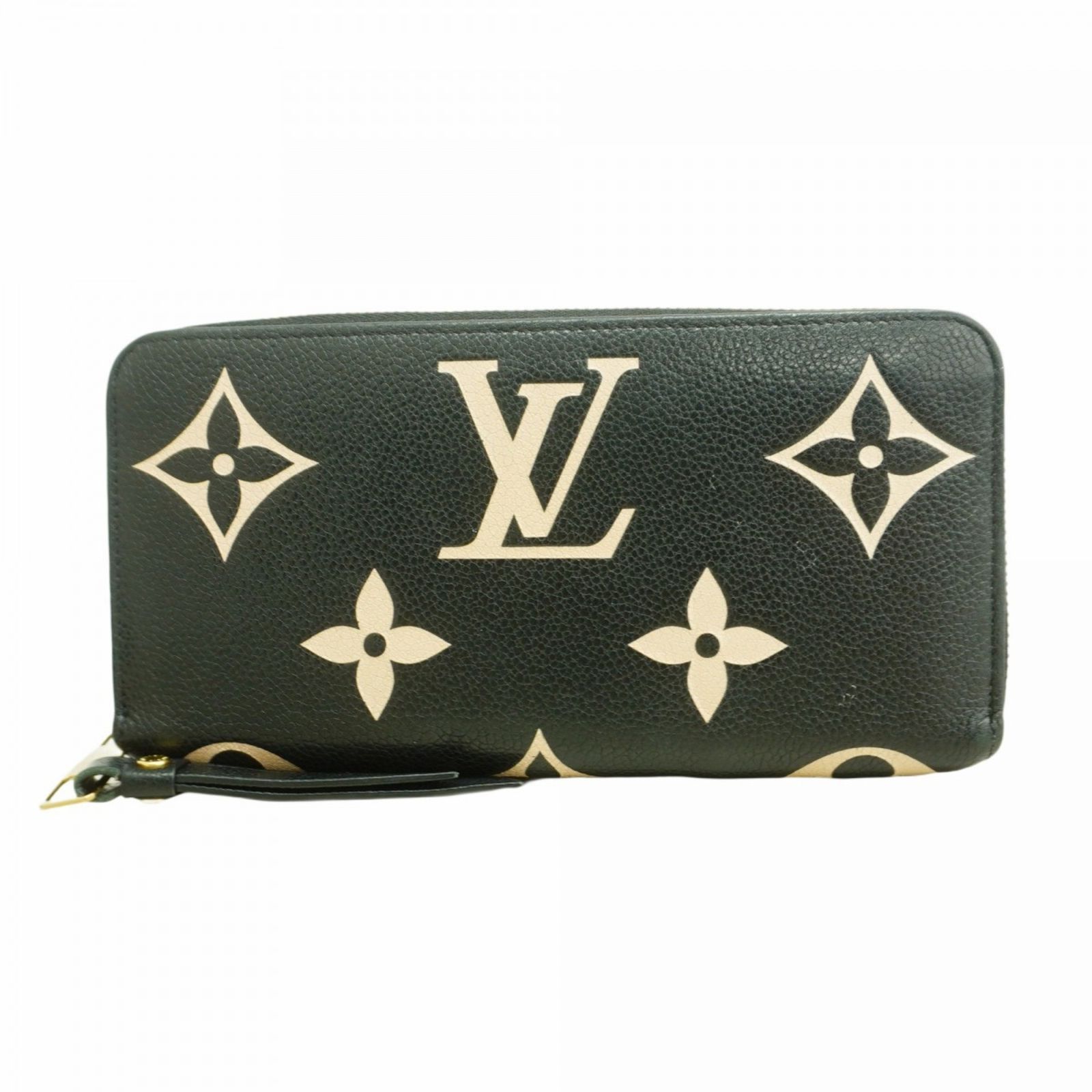 ルイ ヴィトン Louis Vuitton 長財布 モノグラム アンプラント バイカラー ジッピーウォレット M 80481 ブラック ベージュレディース
