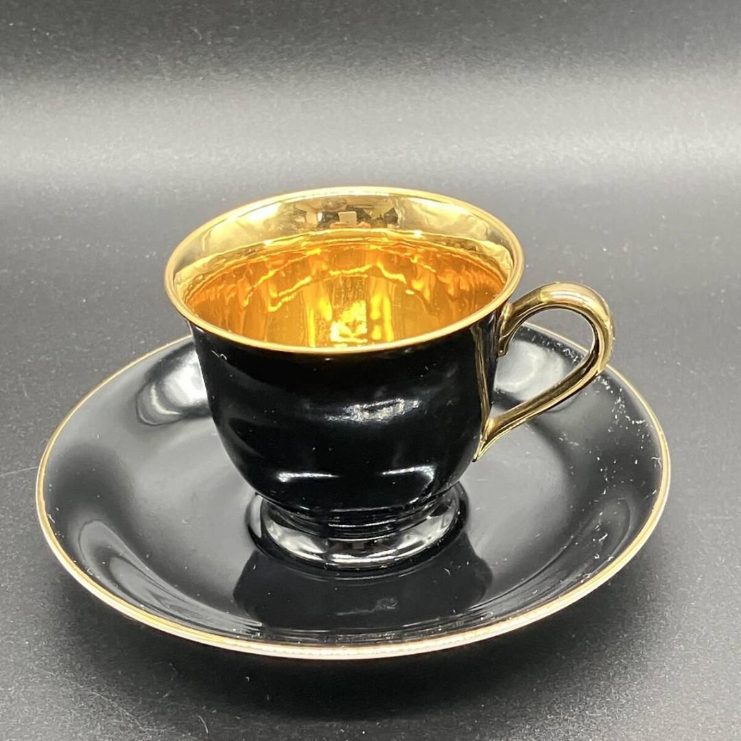 オールドノリタケ 金彩 ハーレクイン キャビネット 2客セット 黒