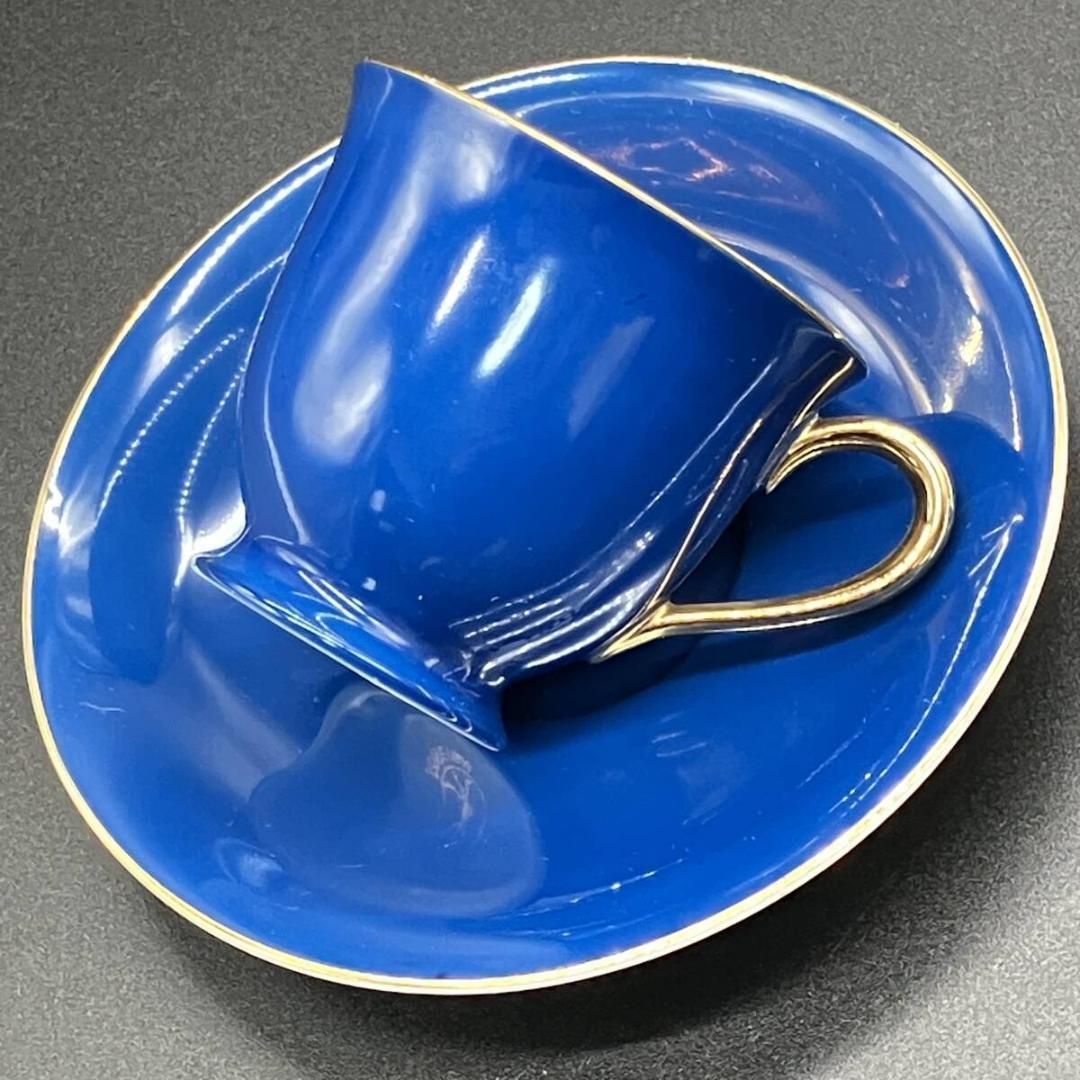 オールドノリタケ ゴールド ハーレクインキャビネットカップ&ソーサー 青✕金彩 オールドノリタケ ゴールド ハーレクインキャビネットカップ&ソーサー