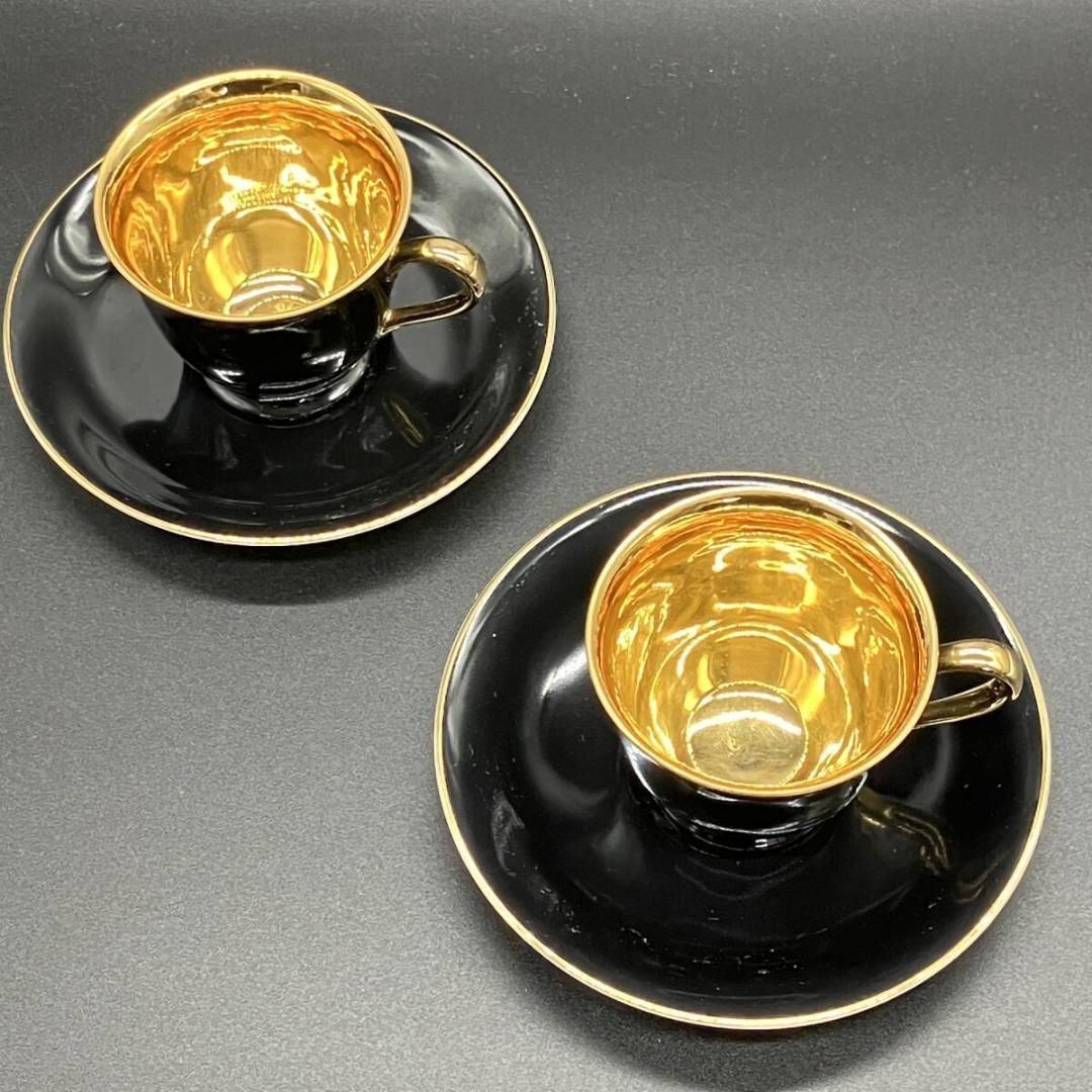 オールドノリタケ 金彩 ハーレクイン キャビネット 2客セット 黒