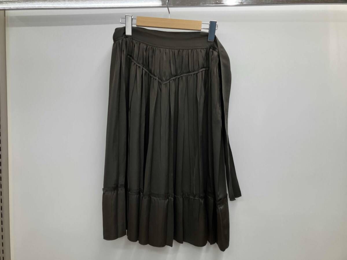 ISSEY MIYAKE イッセイミヤケ プリーツスカート 銀タグ サイズ2 サテン 光沢 ブラウン