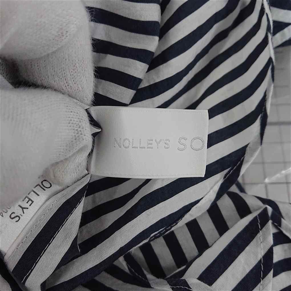 ◇ Θ ノーリーズ NOLLEY'S SO ストライプシャツ 長袖 38 ネイビー系