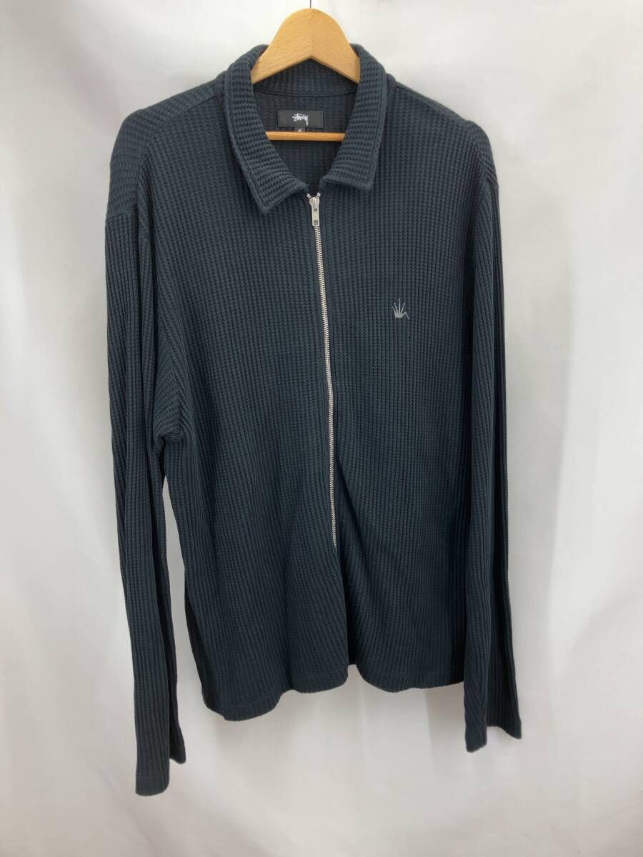 STUSSY ステューシー 23 AW BIG THERMAL ZIP SHIRT 長袖シャツ フルジップ ポルトガル製 M ブラック 通年