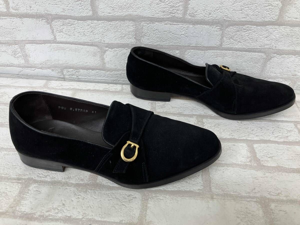  ポルペッタ モンクスリッポン スウェード ブラック メンズ サイズ41 その他 靴