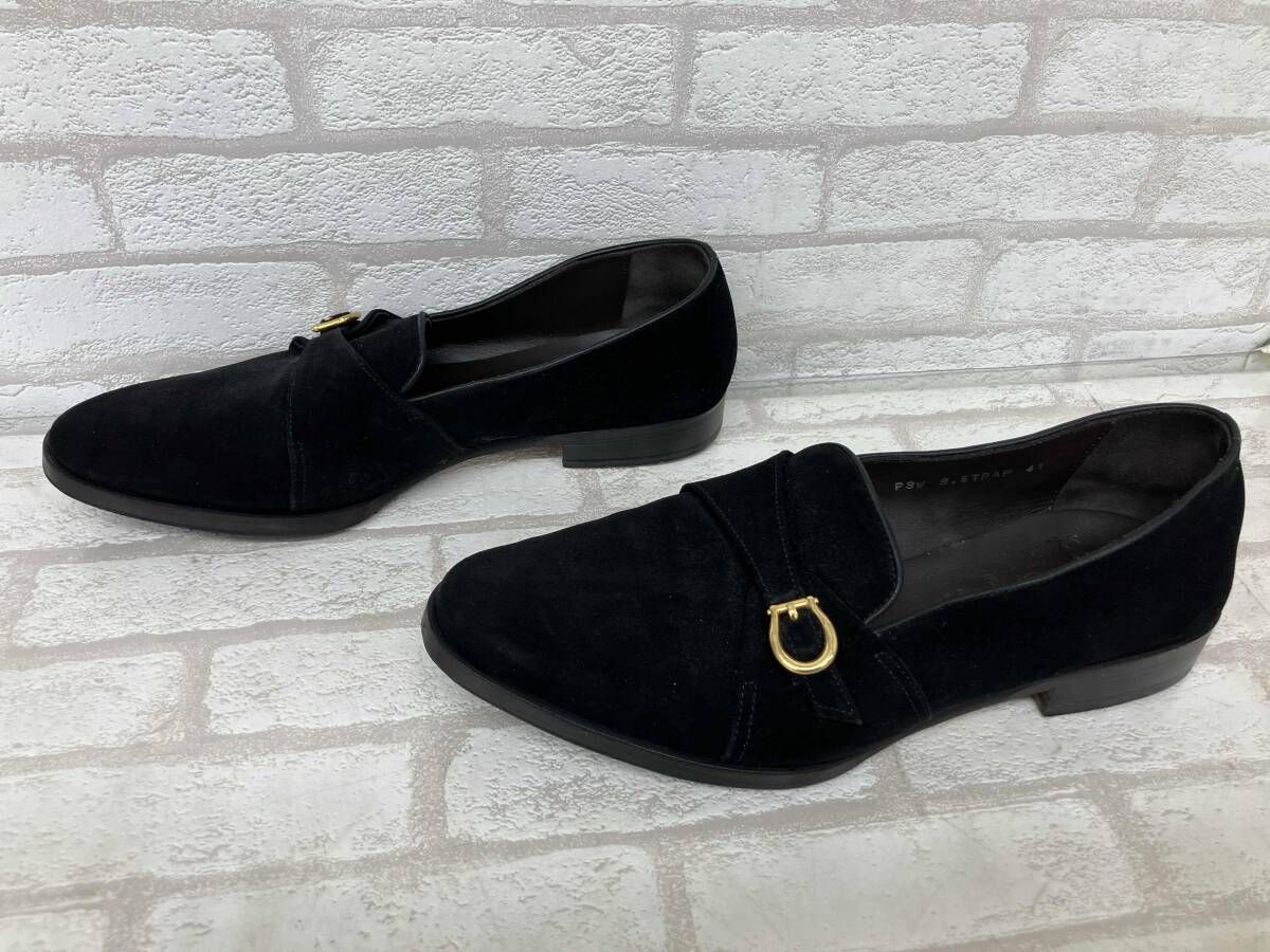 ポルペッタ モンクスリッポン スウェード ブラック メンズ サイズ41