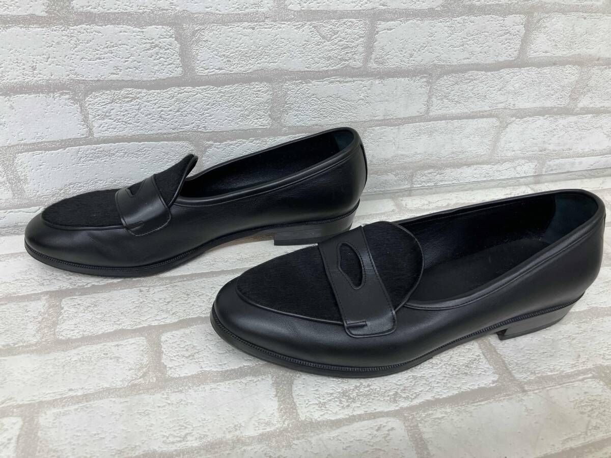 Baudoin Lange Sagan Classic Ginkgo ボードイン アンド ランジ サガンクラシックギンコ ローファー ハラコ レザー ブラック メンズ 41