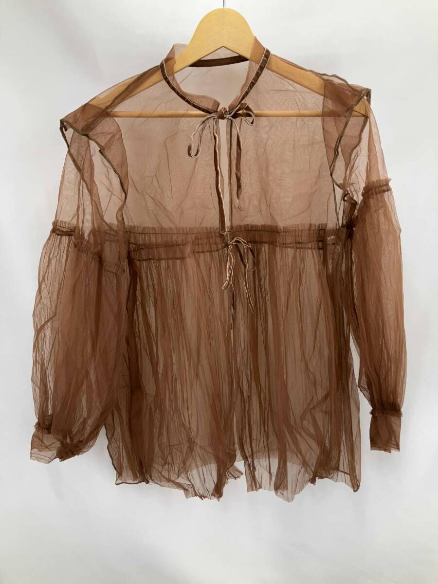 パーバーズ 22 SS Pleats Layered Sheer Shirt 長袖シャツ ブラウス サイズフリー ブラウン 通年
