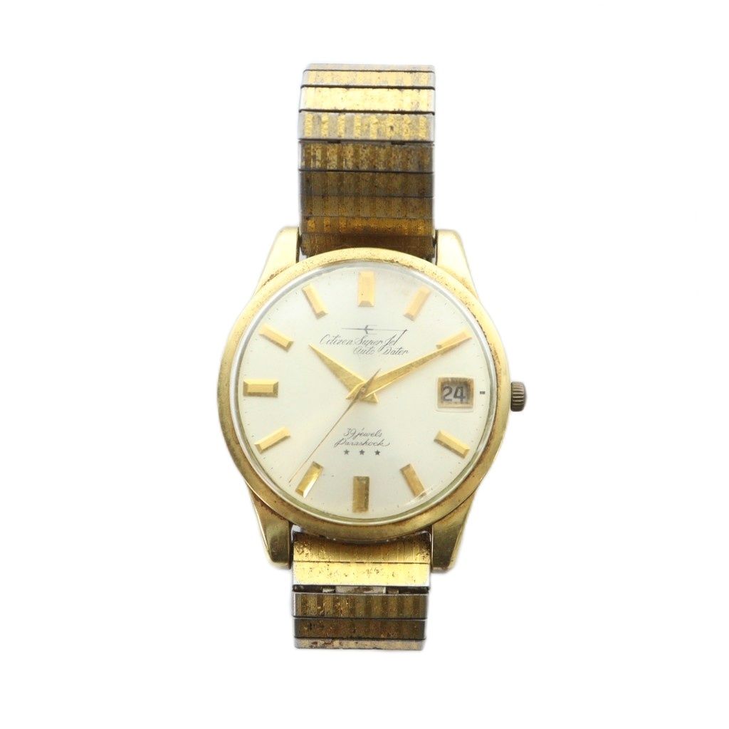 シチズン CITIZEN SUPER JET AUTO DATER スーパージェット オートデーター 39石 腕時計 アンティーク ヴィンテージ ウォッチ 自動巻き デイト カレンダー付き ゴールドカラー 金色 GY 18 |MQ