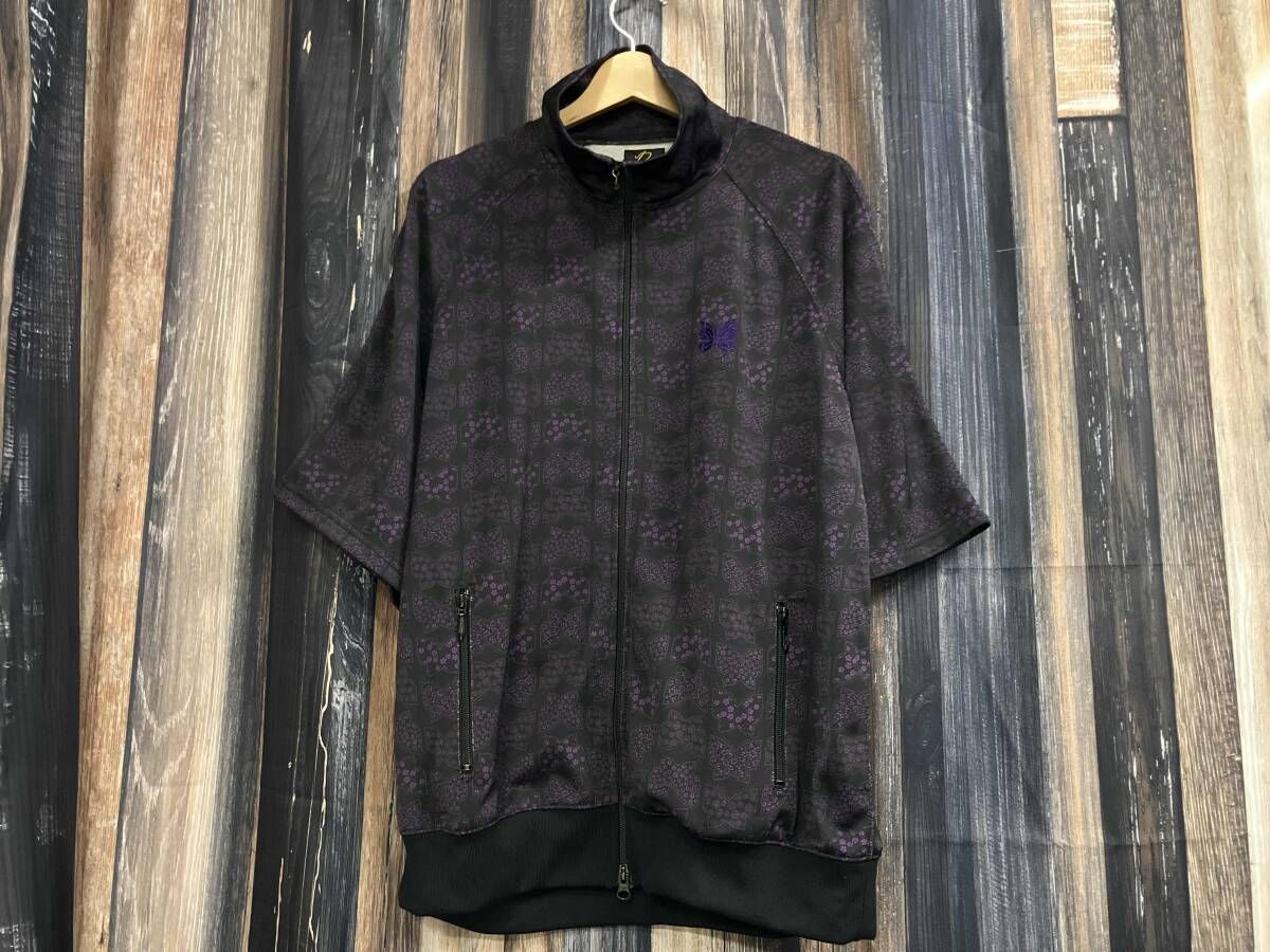 NEEDLES ニードルス 半袖トラックジャケット IN 405 パープル|ブラック 総柄 XL