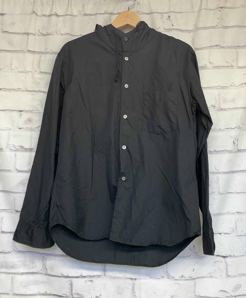 COMME des GARCONS HOMME DEUX コムデギャルソン オムドゥ フードボタンダウン長袖シャツ ブラック コットン Sサイズ 日本製