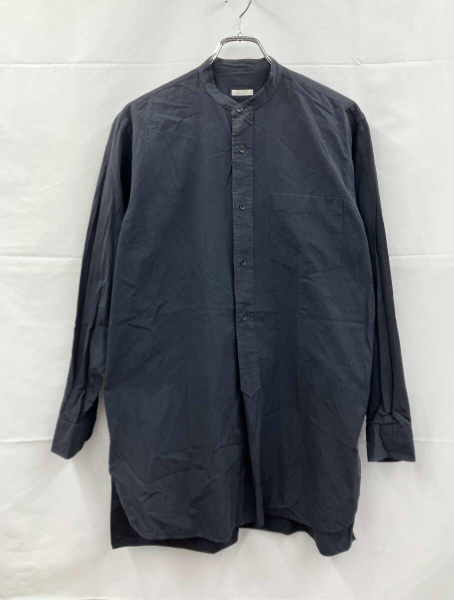 COMOLI コモリ 長袖シャツ Q 3-02002 バンドカラーシャツ 綿 日本製 サイズ1 ブルーグレー 通年