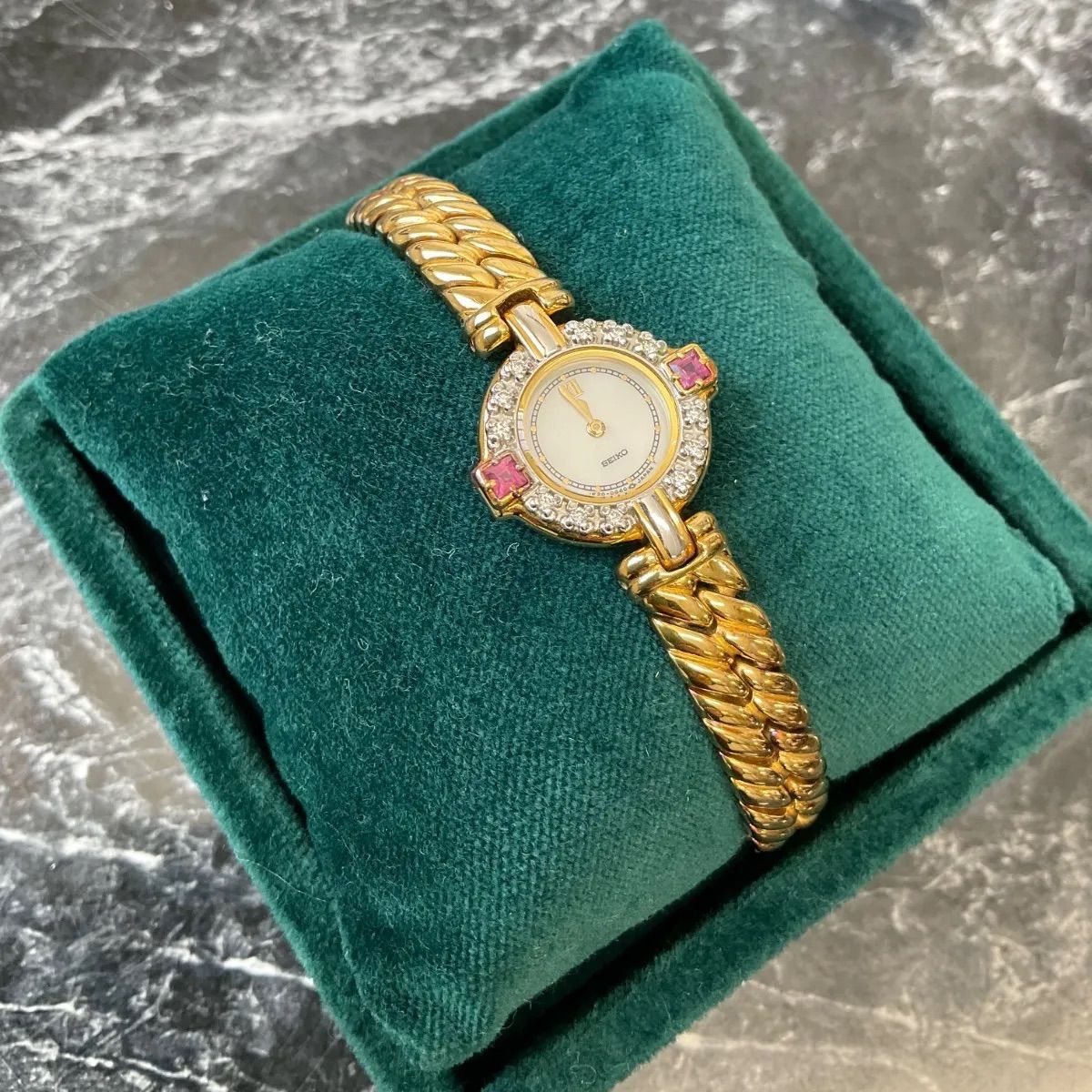 SEIKO セイコー クォーツ エクセリーヌ 1F20-0B70 シェル GP ルビー