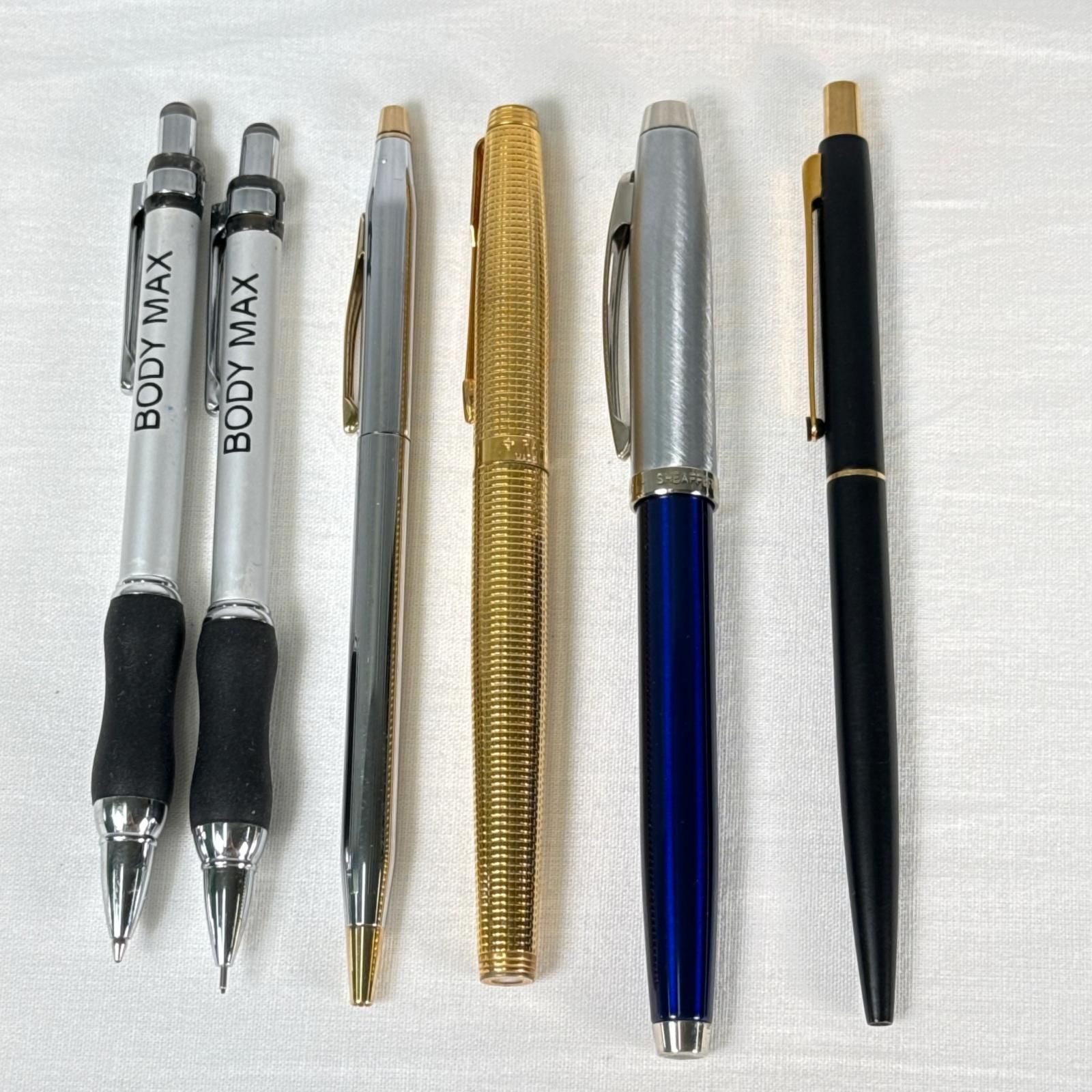 ペンまとめ 6本セット 万年筆 ボールペン シャーペン シャープペンシルBODY MAX ボディマックス PARKER パーカー MONTBLANC モンブラン CROSS クロス SHEAFFER シェーファー シルバー ブラック ゴールド