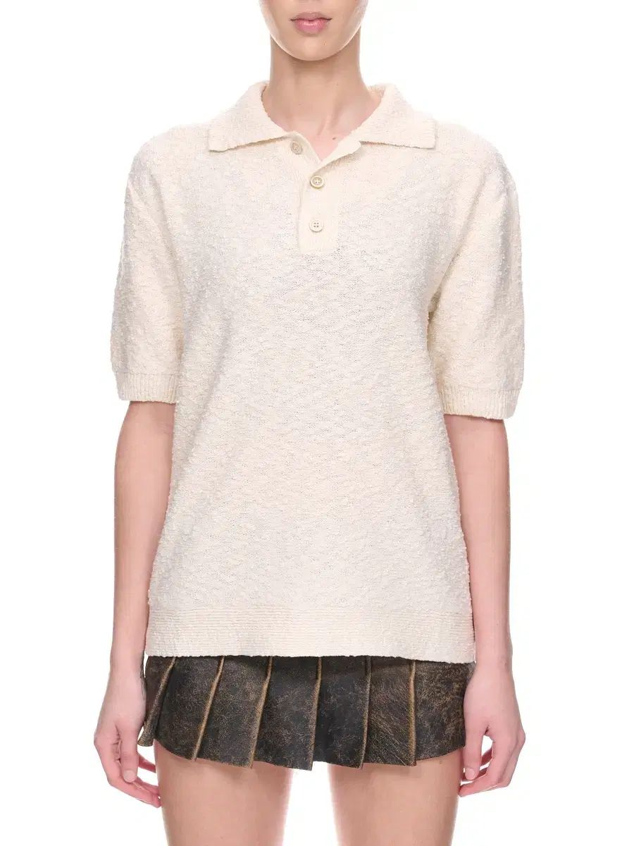 メゾンマルジェラ ニット ポロシャツ オフホワイト Sサイズ