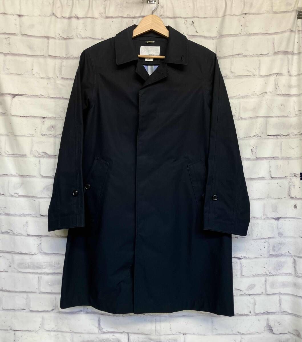 nanamica ナナミカ ステンカラーコート SUBS 302 Sサイズ コットン ナイロン 牛革 ネイビー タグ付き 中国製