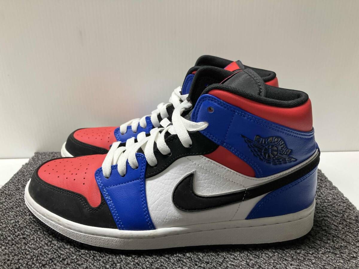 NIKE ナイキ 554724-124 サイズ27 cm AIR JORDAN 1 MID ブルー×レッド ハイカットスニーカー