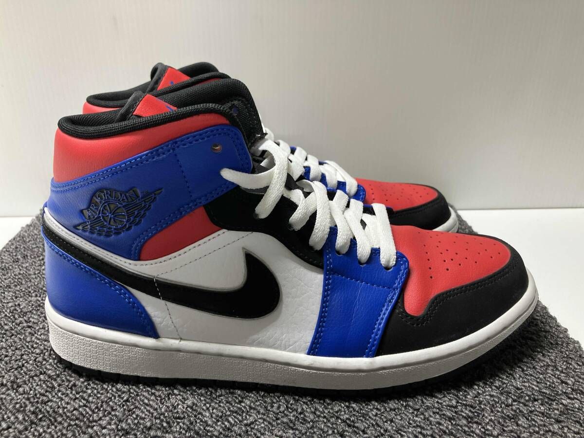  NIKE ナイキ 554724-124 サイズ27 cm AIR JORDAN 1 MID ブルー×レッド ハイカットスニーカー スニーカー 靴