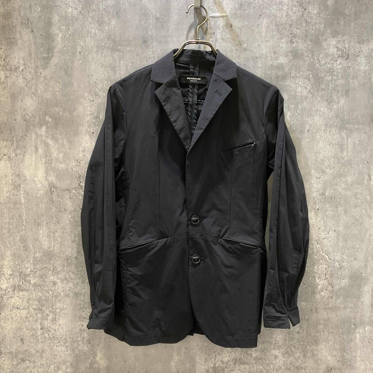 1PIU1UGUALE3 RELAX レザージャケット 黒 48 L相当 1PIU1UGUALE3 RELAX ウノピゥウノウグァーレトレ ストレッチ レザー