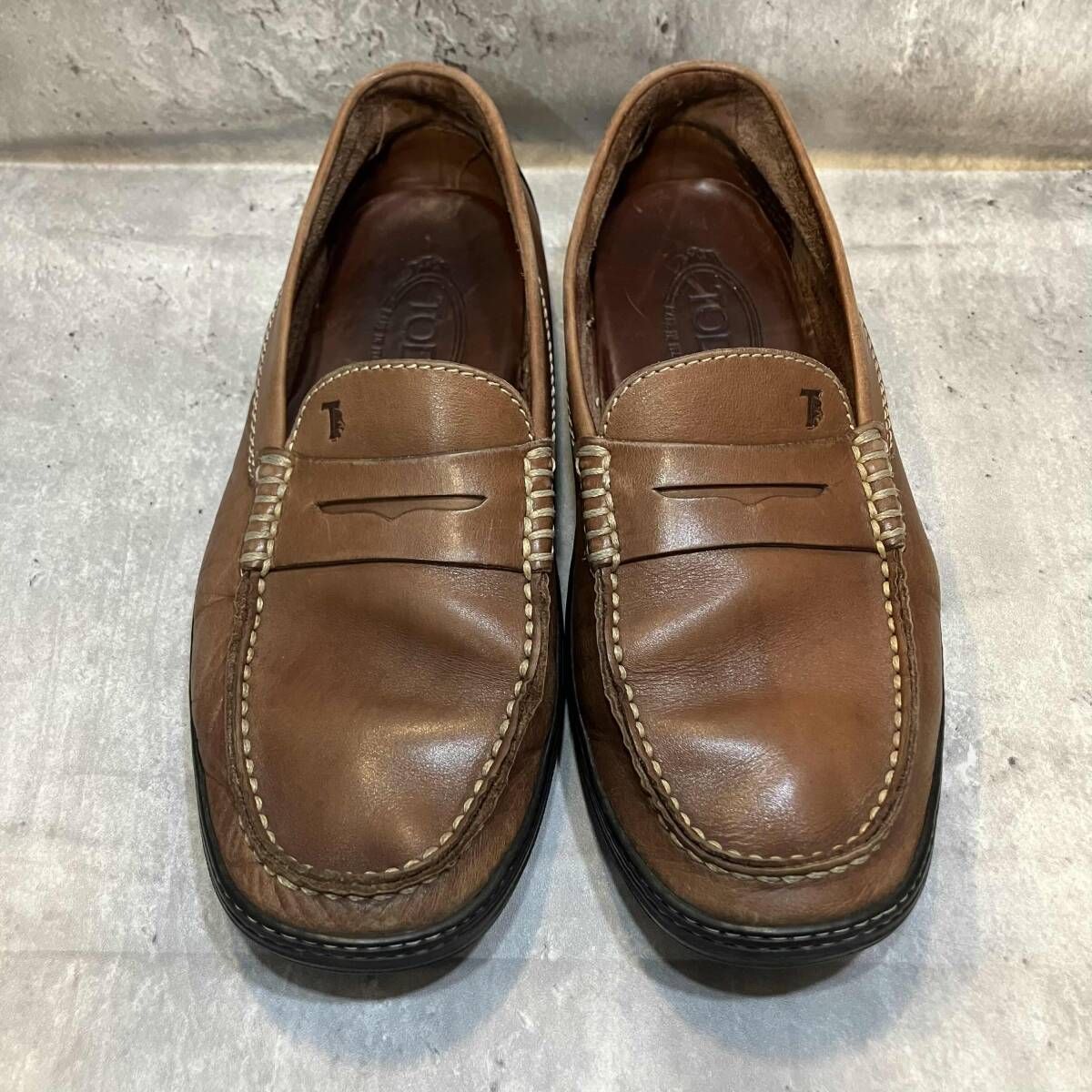 ドレスシューズ TOD S コインローファー トッズ ブラウン size 6 25.0 cm