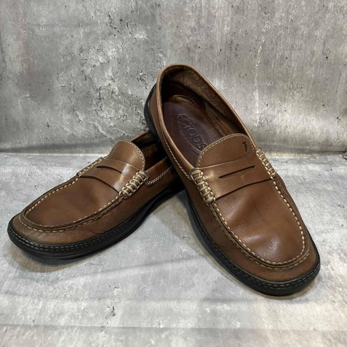 ドレスシューズ TOD S コインローファー トッズ ブラウン size 6 25.0 cm