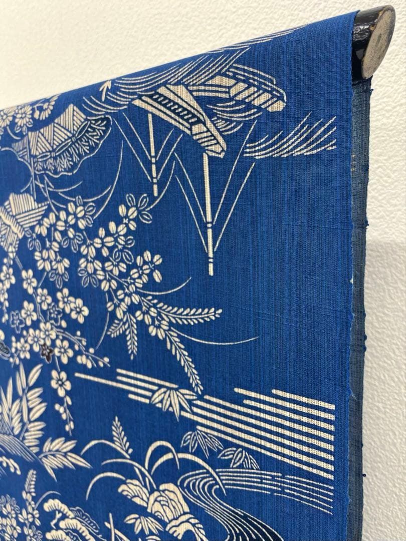 竺仙 奥州小紋 引き染め 竹紋 浴衣 綿 反物 TY 084