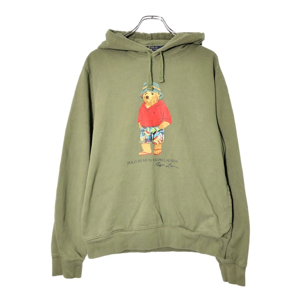 Polo by Ralph Lauren ポロ ラルフローレン ポロベア スウェットパーカー オリーブ メンズ M 古着 X 0497