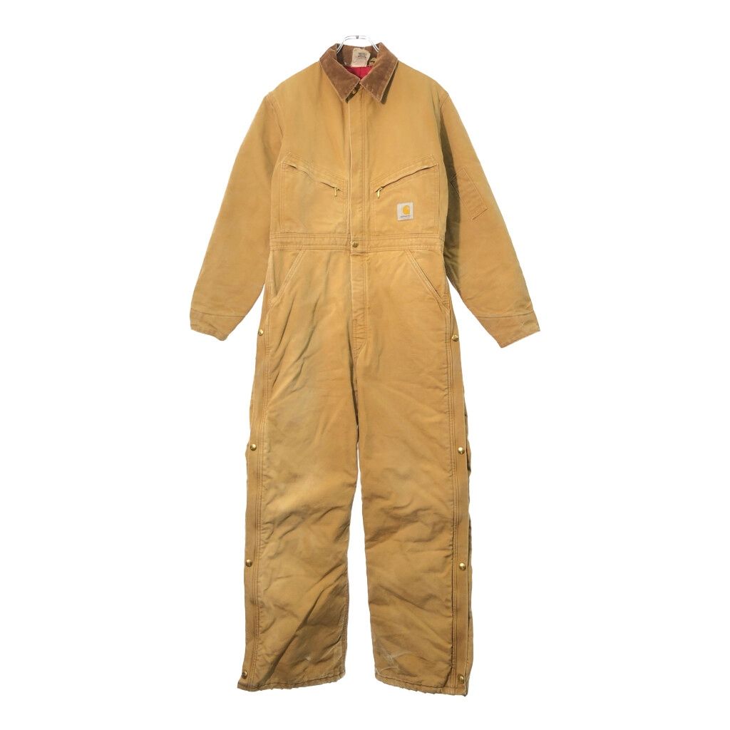 90年代 Carhartt カーハート ダック オールインワン ライトブラウン メンズ 38 R 古着 X 0726