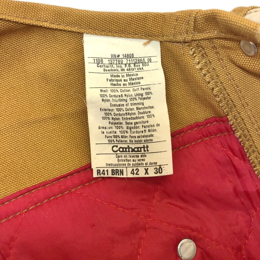  Carhartt カーハート ダック ダブルニー ビブオーバーオール ライトブラウン メンズ W 42 L 30 古着 X 1231 その他 メンズ